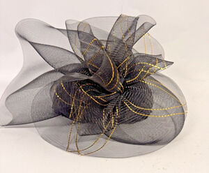 Vintage Sonni San Francisco Black Tea Hat with Gold Trim netting